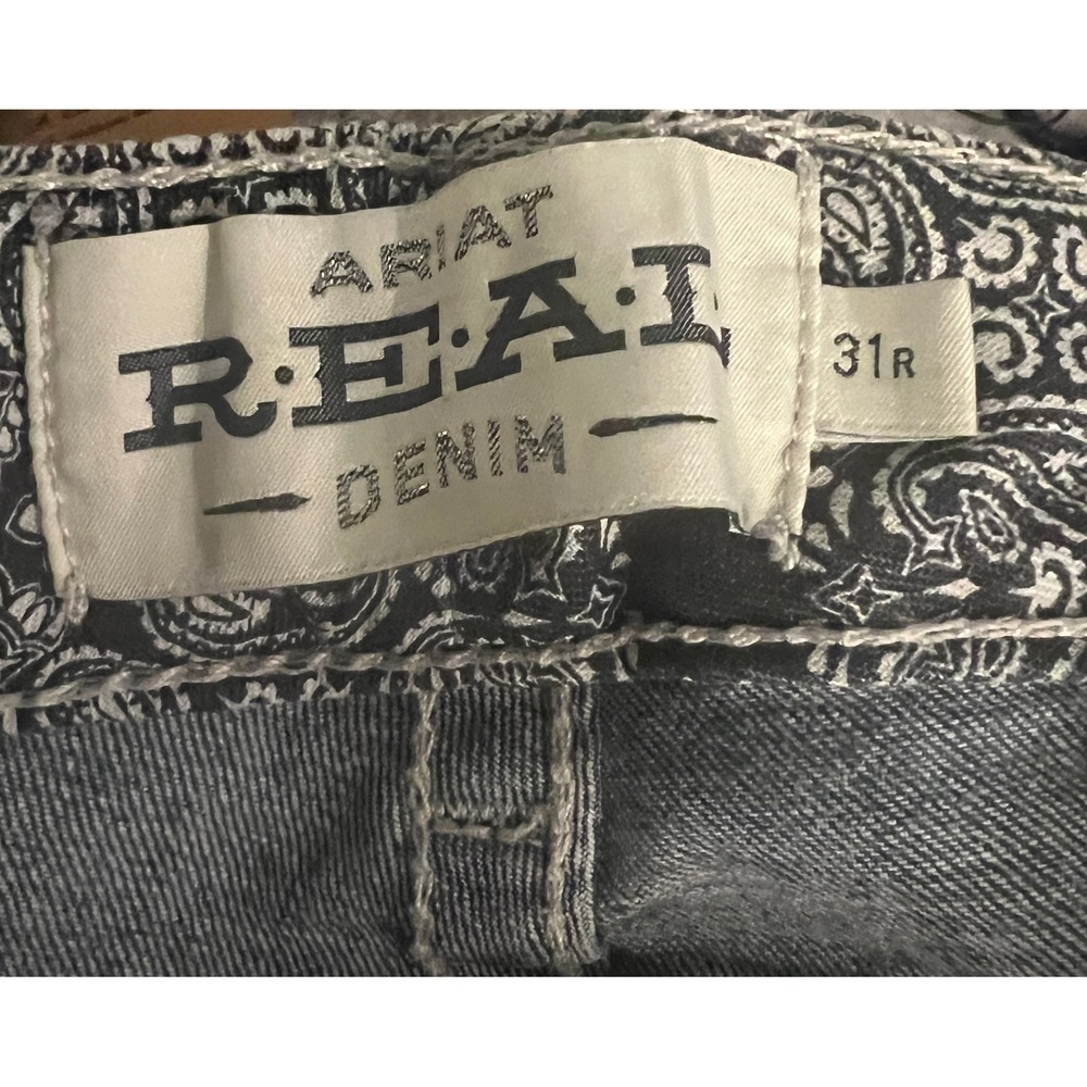 Ariat REAL Straight Icon Jeans Womens 31R Ocean Blue Stretch Denim AW5365 - Picture 4 of 13